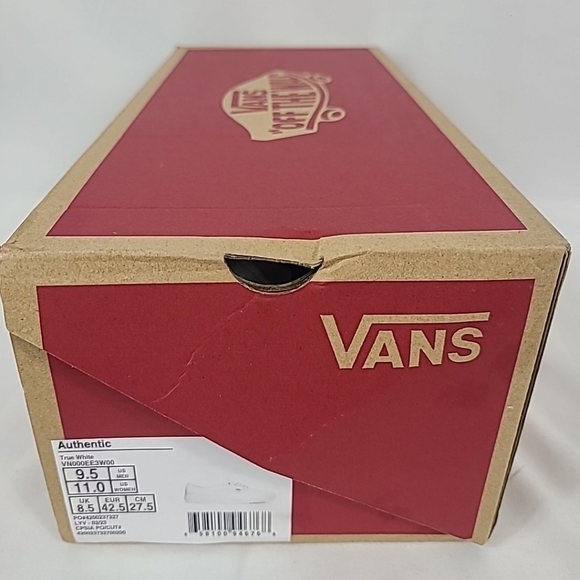 NIB VANS Authentic Classic All White Canvas Shoe Fashion Unisex Sneaker M9.5 W11 - Picture 8 of 8